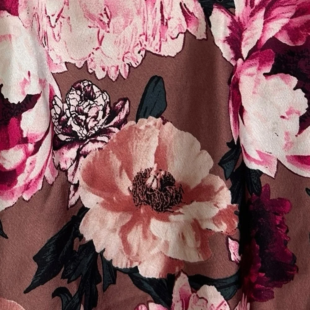 Victoria’s Secret Silky Mauve Floral Cami Sleep Top Tulip Hem Womens Sz Small